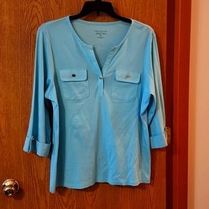Charter Club women's plus size 2X 3/4 sleeve cotton top.